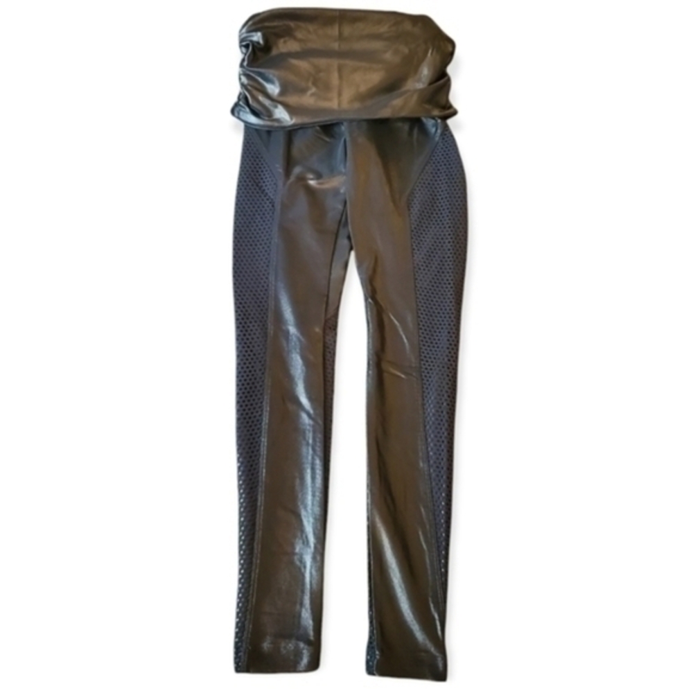 Koral Lustrous Mesh Faux Leather Maternity Leggings